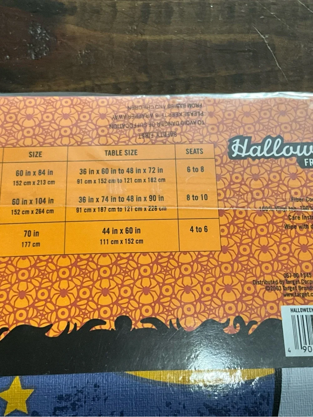 Lot of 2 Halloween Decorations Vinyl Tablecloth Creepy Cola Wrappers NOS